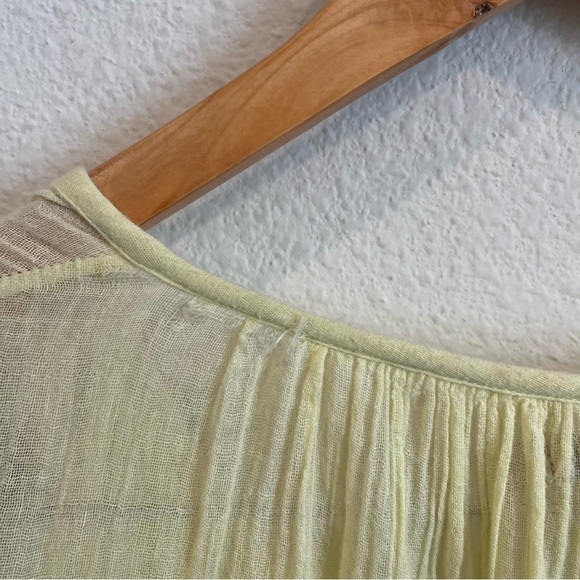 Calypso St. Barth yellow 100% Ottomans light gauzy long sleeve blouse xxsmall - Picture 3 of 12